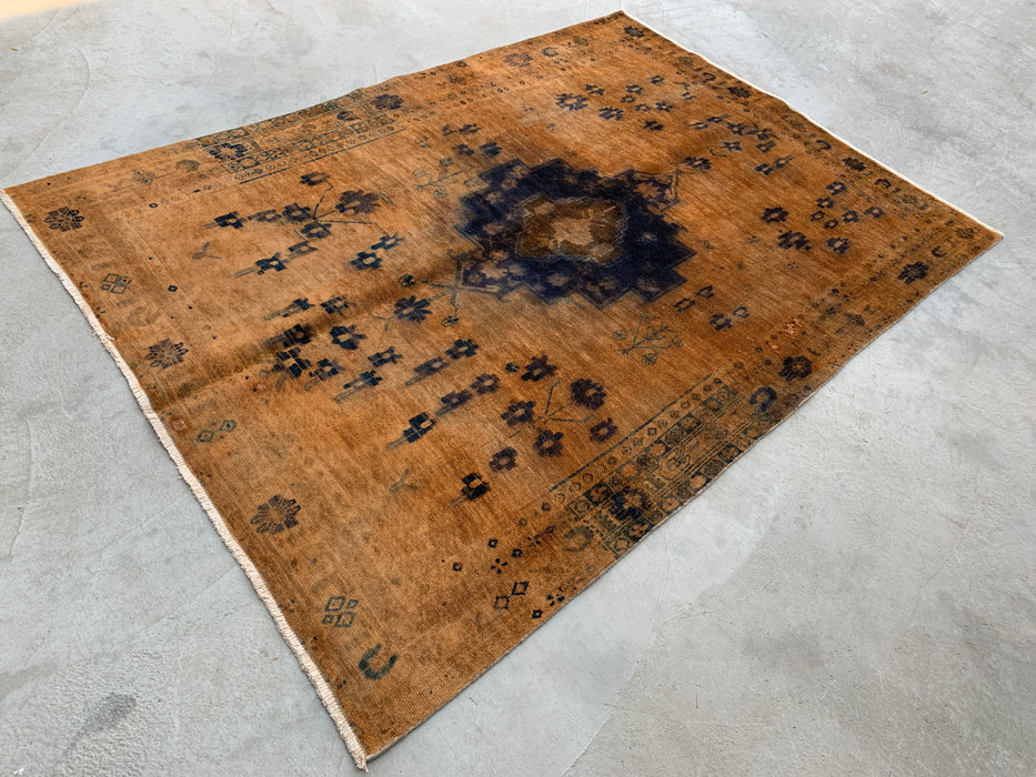 7'5 x 5'4 handgeknoopt Perzisch wollen vloerkleed - Bruin tribaal medaillon vloerkleed - KBHM-674
