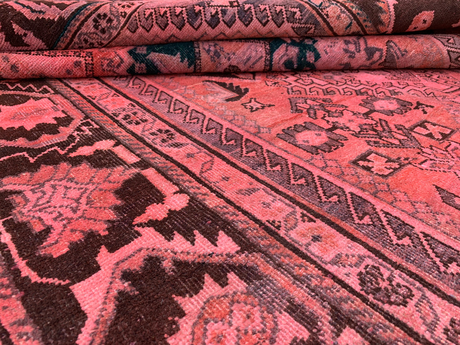 7'8 x 5'0 Handgeknoopt Perzisch wollen vloerkleed - Roze tribaal medaillon karpet - KBHM-675