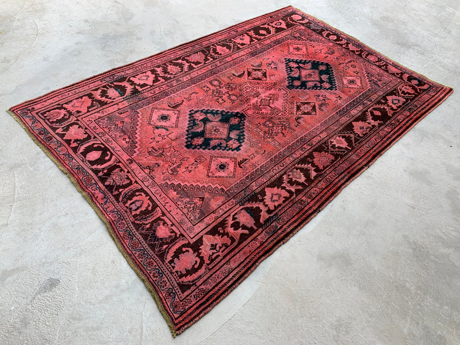 7'8 x 5'0 Handgeknoopt Perzisch wollen vloerkleed - Roze tribaal medaillon karpet - KBHM-675