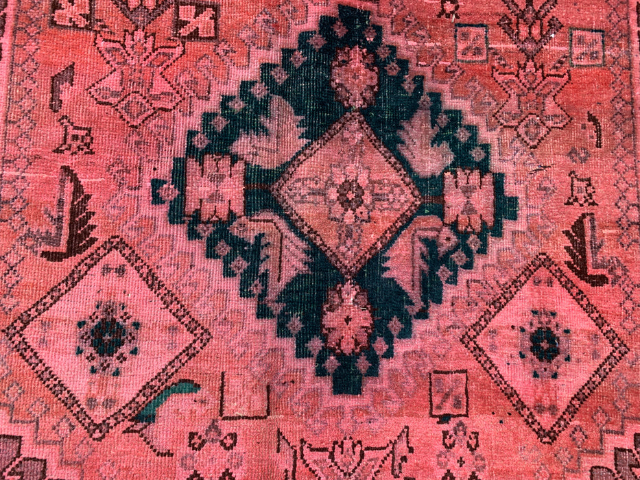 7'8 x 5'0 Handgeknoopt Perzisch wollen vloerkleed - Roze tribaal medaillon karpet - KBHM-675