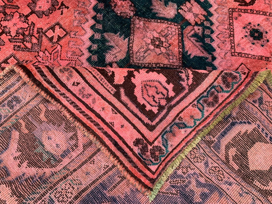 7'8 x 5'0 Handgeknoopt Perzisch wollen vloerkleed - Roze tribaal medaillon karpet - KBHM-675