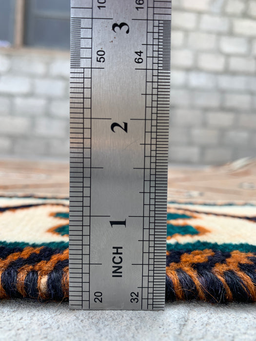 7'4 x 4'1 handgeknoopt Perzisch wollen vloerkleed - Bruin geometrisch Boteh kleed - KBHM-676