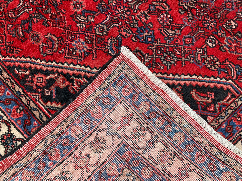 Handgemaakt Perzisch wollen vloerkleed 7x10 - Rood Perzisch tapijt in stammstijl met medaillon - Exacte afmetingen 10'1" x 7'1" - KBHM-677