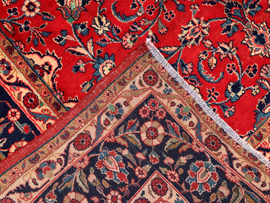 9'8 x 7'8 Handgeknoopt Perzisch wollen tapijt - Rood bloemenmedaillon vloerkleed - KBHM-678