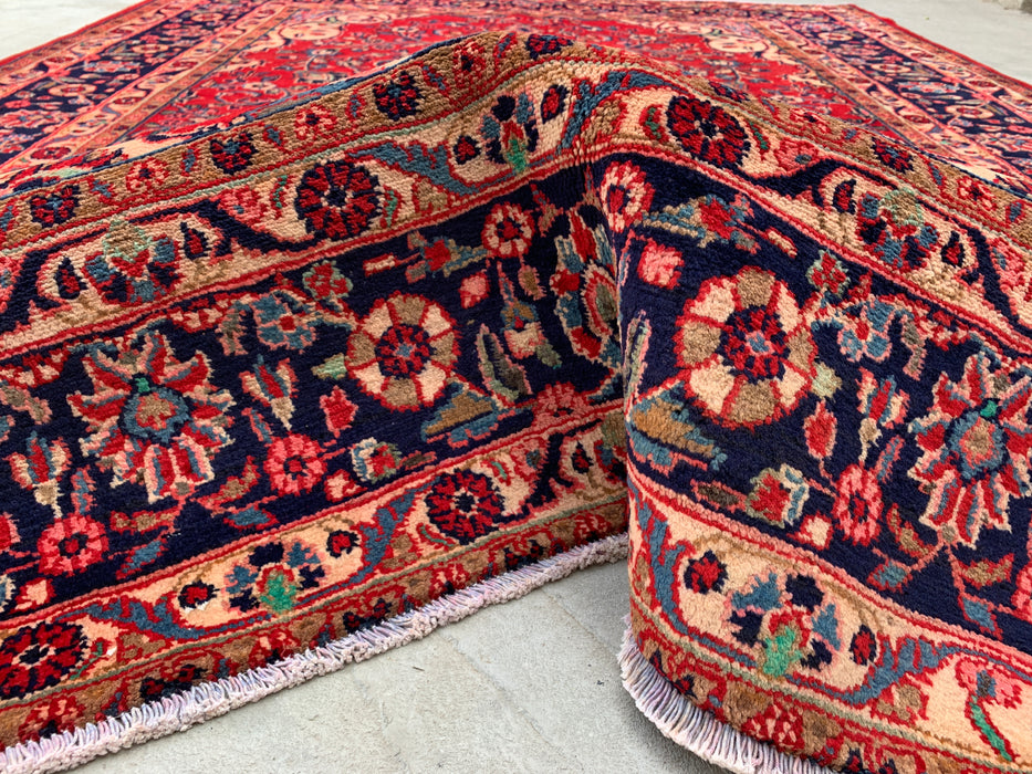 9'8 x 7'8 Handgeknoopt Perzisch wollen tapijt - Rood bloemenmedaillon vloerkleed - KBHM-678