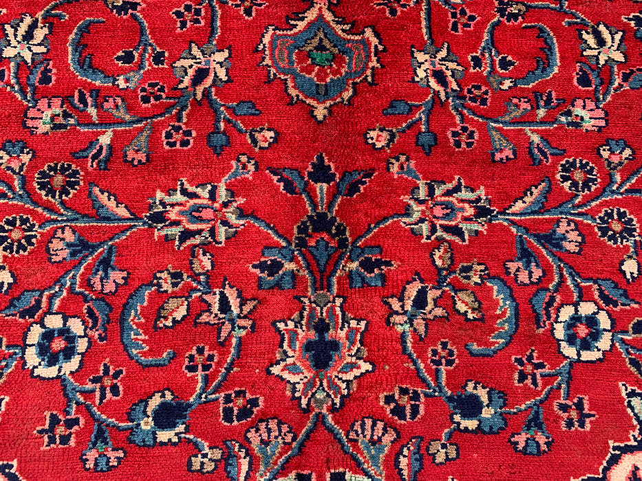 9'8 x 7'8 Handgeknoopt Perzisch wollen tapijt - Rood bloemenmedaillon vloerkleed - KBHM-678