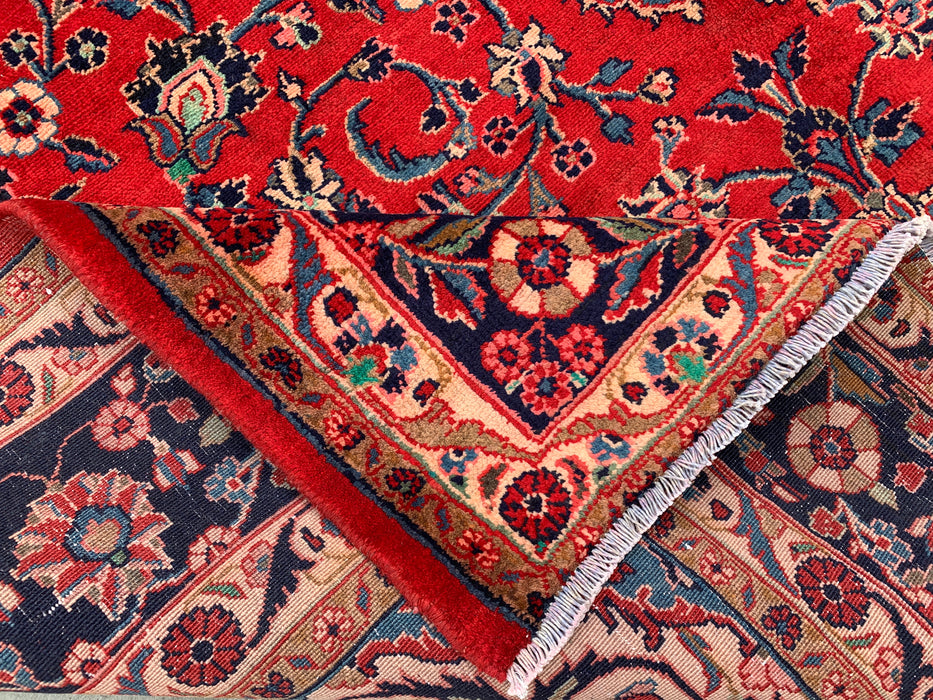 9'8 x 7'8 Handgeknoopt Perzisch wollen tapijt - Rood bloemenmedaillon vloerkleed - KBHM-678