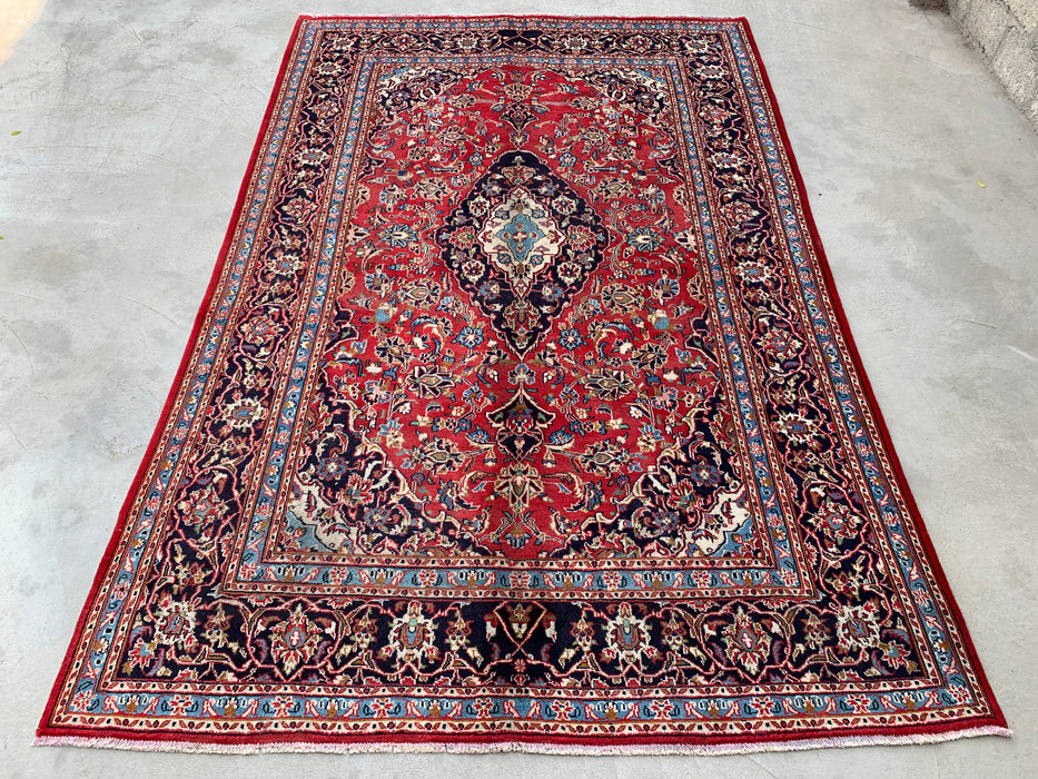 Handgemaakt Perzisch wollen vloerkleed 210x300 cm - Rood bloemrijk medaillon Perzisch stijl vloerkleed - Exacte afmeting 287 x 188 cm - KBHM-679