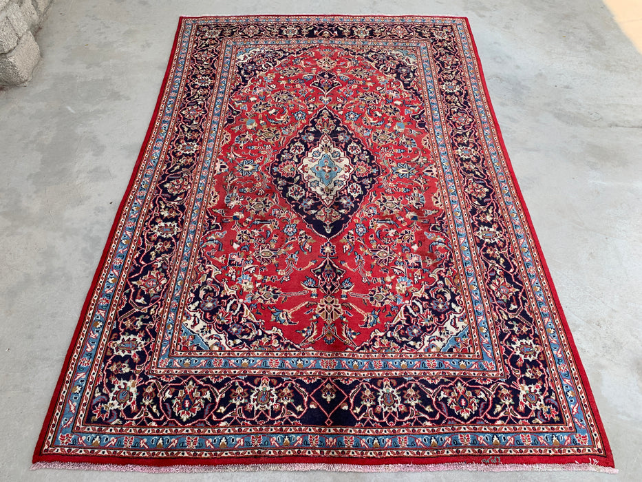 Handgemaakt Perzisch wollen vloerkleed 210x300 cm - Rood bloemrijk medaillon Perzisch stijl vloerkleed - Exacte afmeting 287 x 188 cm - KBHM-679