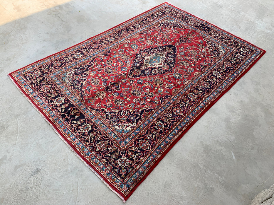 Handgemaakt Perzisch wollen vloerkleed 210x300 cm - Rood bloemrijk medaillon Perzisch stijl vloerkleed - Exacte afmeting 287 x 188 cm - KBHM-679