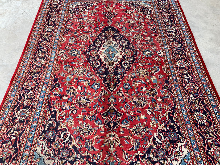 Handgemaakt Perzisch wollen vloerkleed 210x300 cm - Rood bloemrijk medaillon Perzisch stijl vloerkleed - Exacte afmeting 287 x 188 cm - KBHM-679