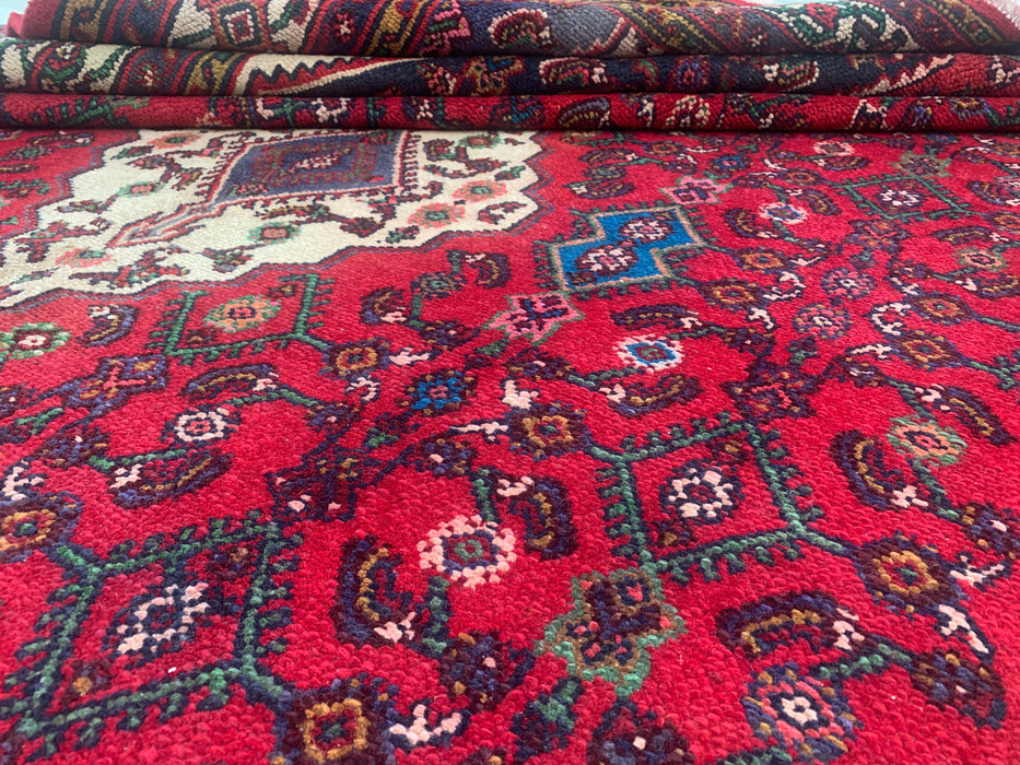 Handgemaakt Perzisch wollen vloerkleed 213x305 cm - Rood Perzisch tapijt met tribaal medaillon - Exacte afmeting 310 x 208 cm - KBHM-680