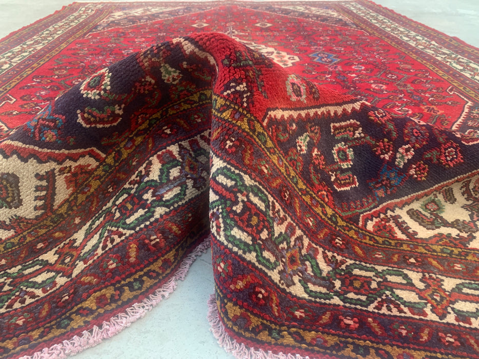 Handgemaakt Perzisch wollen vloerkleed 213x305 cm - Rood Perzisch tapijt met tribaal medaillon - Exacte afmeting 310 x 208 cm - KBHM-680