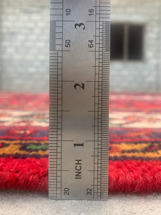 Handgemaakt Perzisch wollen vloerkleed 213x305 cm - Rood Perzisch tapijt met tribaal medaillon - Exacte afmeting 310 x 208 cm - KBHM-680