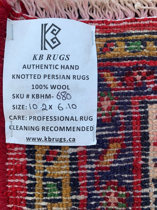 Handgemaakt Perzisch wollen vloerkleed 213x305 cm - Rood Perzisch tapijt met tribaal medaillon - Exacte afmeting 310 x 208 cm - KBHM-680