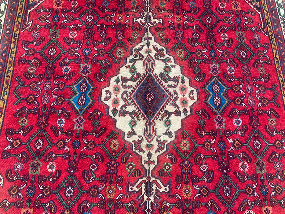Handgemaakt Perzisch wollen vloerkleed 213x305 cm - Rood Perzisch tapijt met tribaal medaillon - Exacte afmeting 310 x 208 cm - KBHM-680