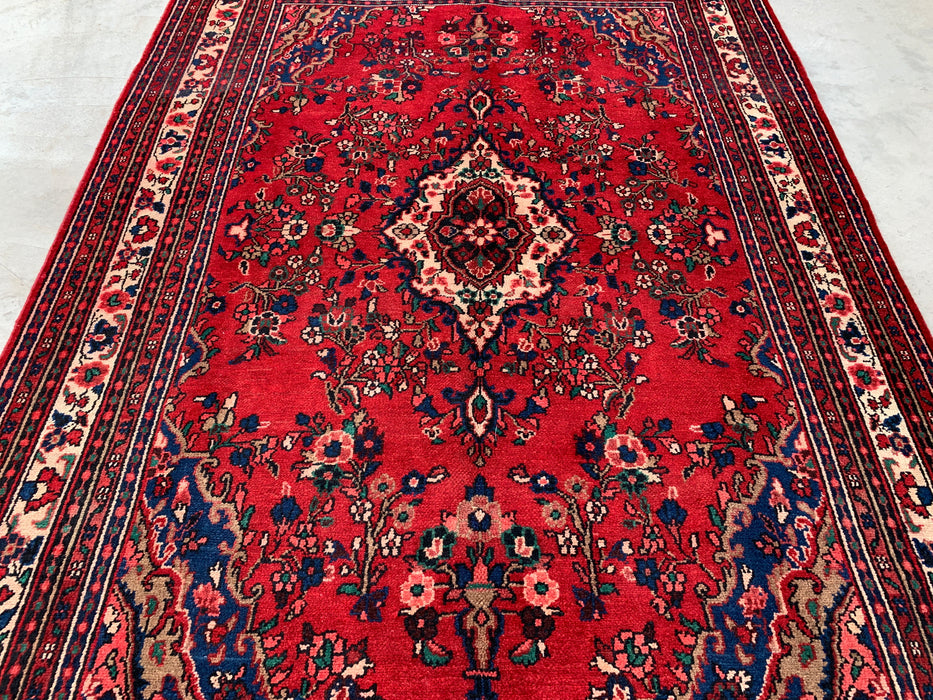 Handgeweven Perzisch wollen vloerkleed 210x300 cm - Rood Perzisch tapijt met bloemenmedaillon - Exacte afmeting 290 x 203 cm - KBHM-681