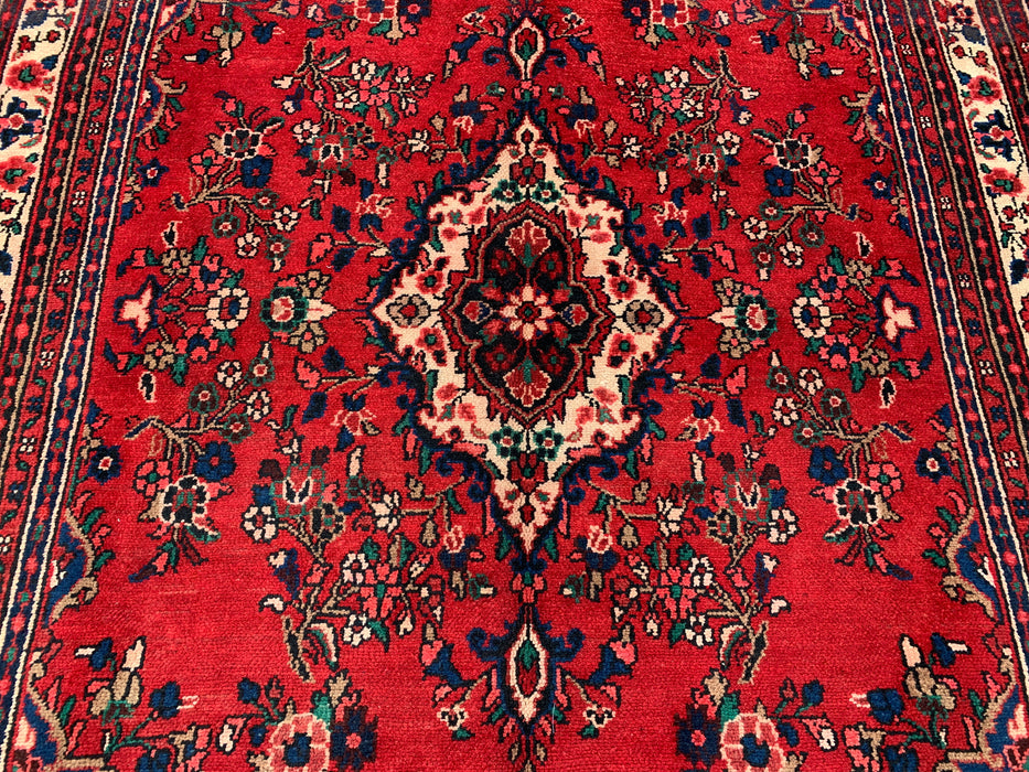 Handgeweven Perzisch wollen vloerkleed 210x300 cm - Rood Perzisch tapijt met bloemenmedaillon - Exacte afmeting 290 x 203 cm - KBHM-681