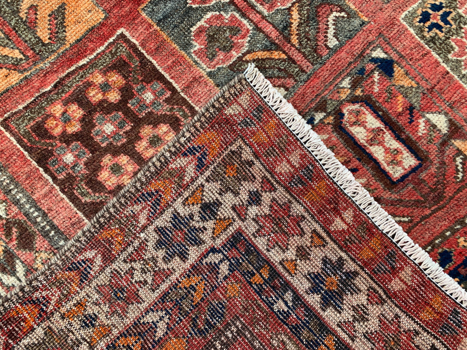 Handmade Persian Wool Area Rug 7x10 - Rust Geometric Panel Persian Style Rug - Exact Size 10'1" x 5'4" - KBHM-682