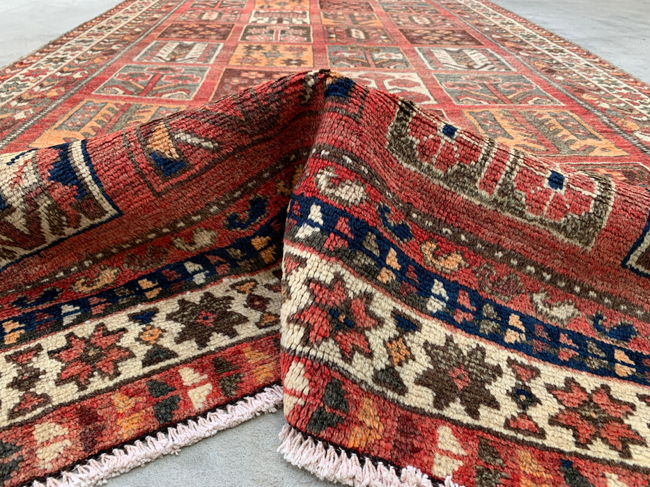 Handmade Persian Wool Area Rug 7x10 - Rust Geometric Panel Persian Style Rug - Exact Size 10'1" x 5'4" - KBHM-682