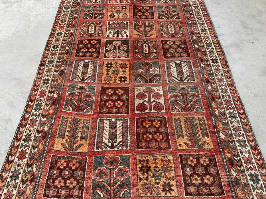 Handmade Persian Wool Area Rug 7x10 - Rust Geometric Panel Persian Style Rug - Exact Size 10'1" x 5'4" - KBHM-682