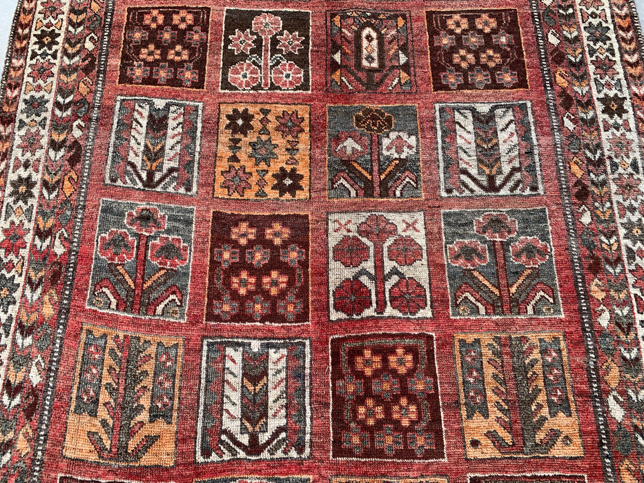 Handmade Persian Wool Area Rug 7x10 - Rust Geometric Panel Persian Style Rug - Exact Size 10'1" x 5'4" - KBHM-682