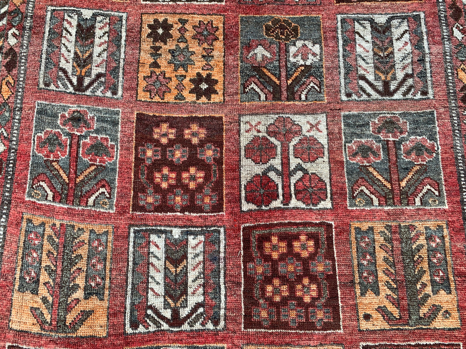 Handmade Persian Wool Area Rug 7x10 - Rust Geometric Panel Persian Style Rug - Exact Size 10'1" x 5'4" - KBHM-682