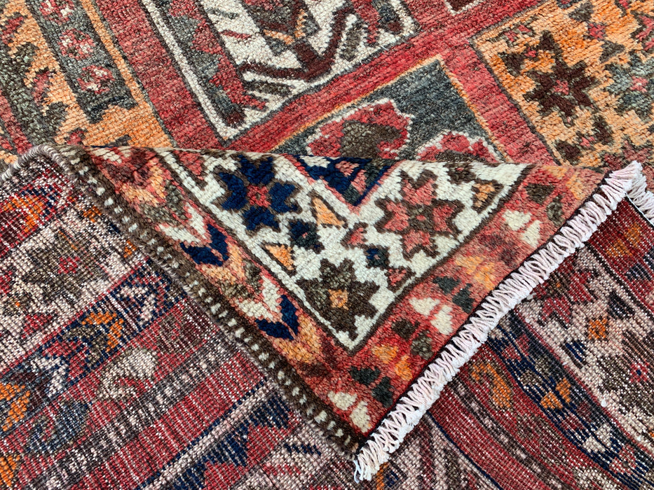 Handmade Persian Wool Area Rug 7x10 - Rust Geometric Panel Persian Style Rug - Exact Size 10'1" x 5'4" - KBHM-682