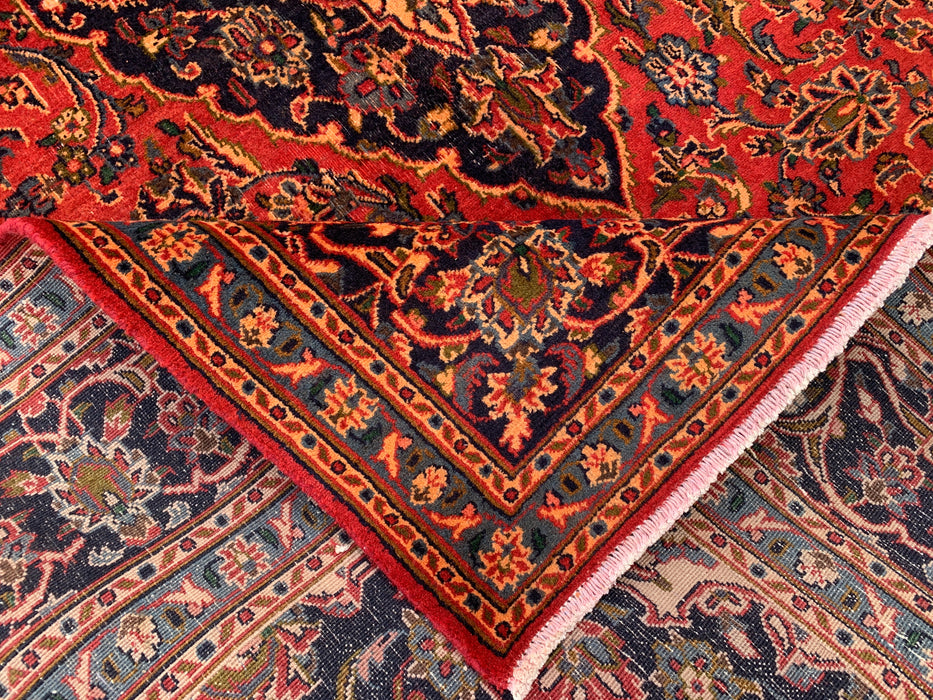 Handgemaakt Perzisch wollen vloerkleed 7x10 - Rood Perzisch tapijt met bloemenmedaillon - Exacte afmetingen 9'5" x 6'3" - KBHM-683