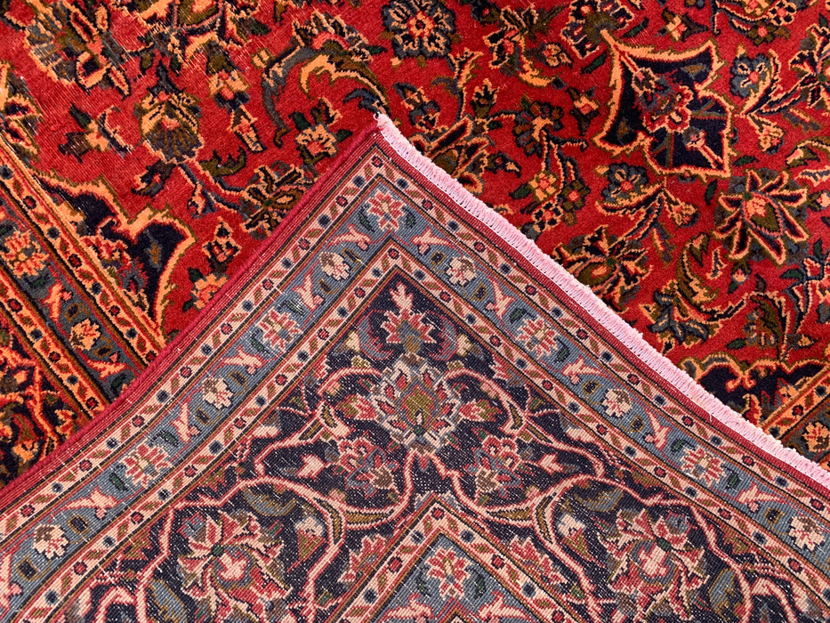 Handgemaakt Perzisch wollen vloerkleed 7x10 - Rood Perzisch tapijt met bloemenmedaillon - Exacte afmetingen 9'5" x 6'3" - KBHM-683