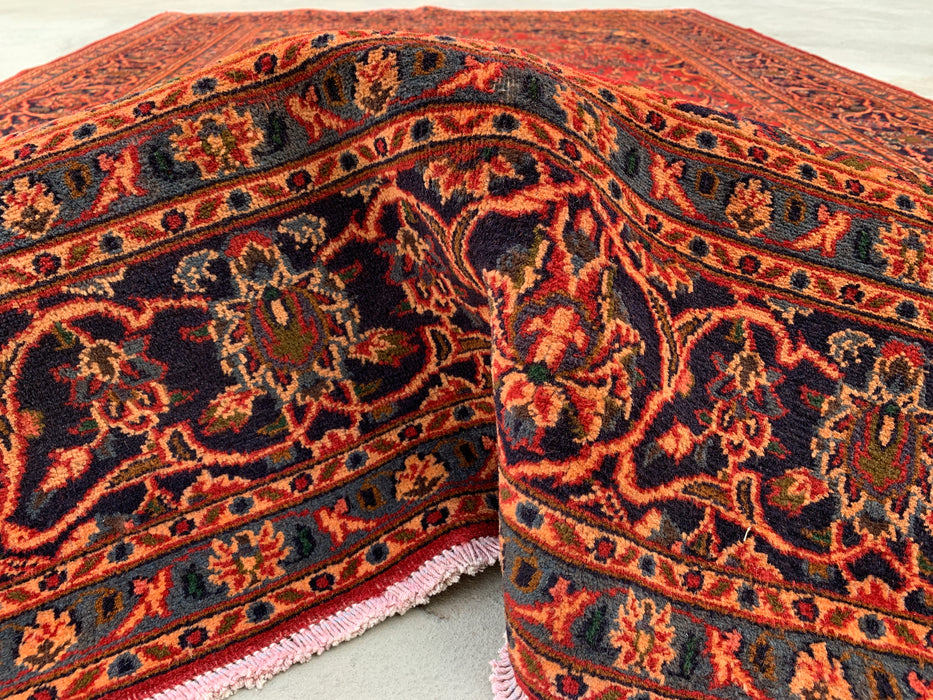 Handgemaakt Perzisch wollen vloerkleed 7x10 - Rood Perzisch tapijt met bloemenmedaillon - Exacte afmetingen 9'5" x 6'3" - KBHM-683