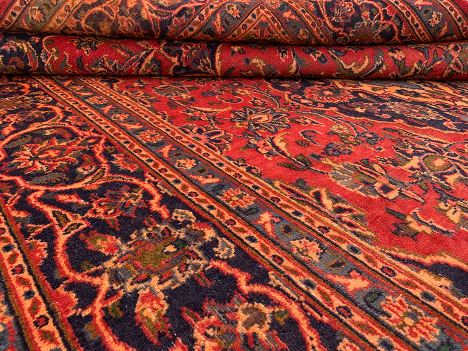 Handgemaakt Perzisch wollen vloerkleed 7x10 - Rood Perzisch tapijt met bloemenmedaillon - Exacte afmetingen 9'5" x 6'3" - KBHM-683