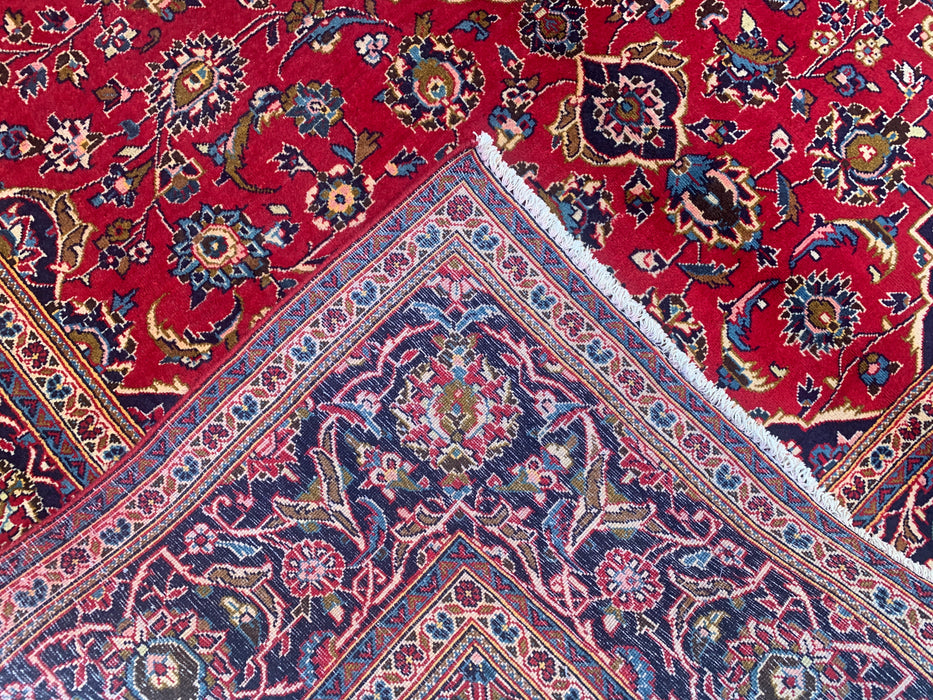 Handgemaakt Perzisch wollen vloerkleed 7x10 - Rood bloemrijk medaillon Perzisch stijl kleed - Exacte afmeting 9'7" x 6'7" - KBHM-684