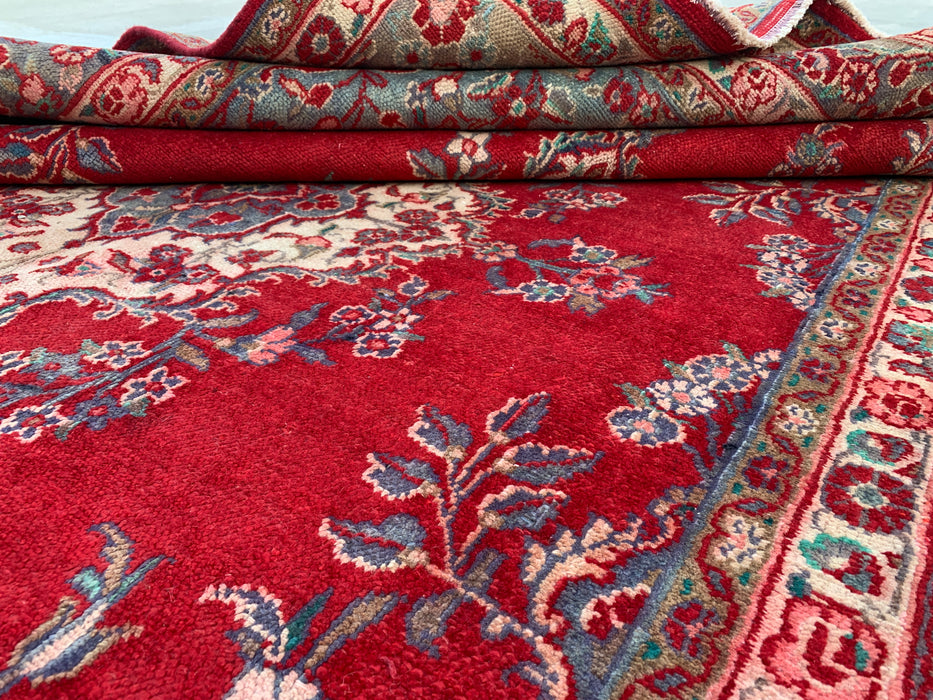 Handgemaakt Perzisch wollen vloerkleed 210x300 cm - Rood bloemenmedaillon Perzisch stijl kleed - Exacte afmeting 302 cm x 208 cm - KBHM-685