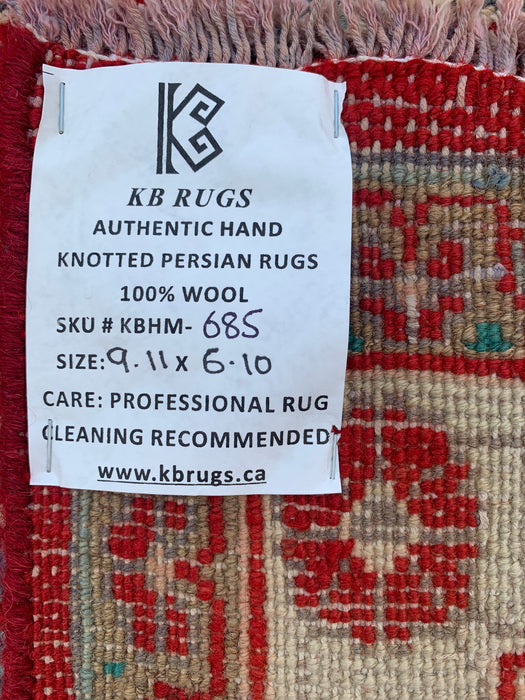 Handgemaakt Perzisch wollen vloerkleed 210x300 cm - Rood bloemenmedaillon Perzisch stijl kleed - Exacte afmeting 302 cm x 208 cm - KBHM-685