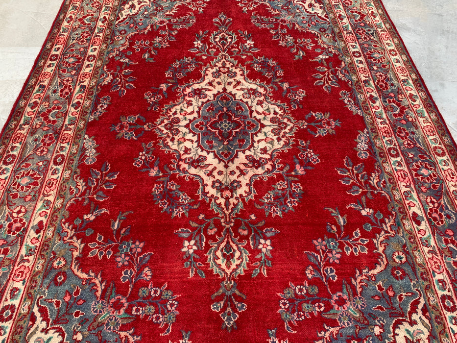 Handgemaakt Perzisch wollen vloerkleed 210x300 cm - Rood bloemenmedaillon Perzisch stijl kleed - Exacte afmeting 302 cm x 208 cm - KBHM-685