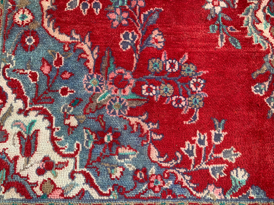 Handgemaakt Perzisch wollen vloerkleed 210x300 cm - Rood bloemenmedaillon Perzisch stijl kleed - Exacte afmeting 302 cm x 208 cm - KBHM-685