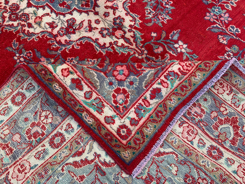 Handgemaakt Perzisch wollen vloerkleed 210x300 cm - Rood bloemenmedaillon Perzisch stijl kleed - Exacte afmeting 302 cm x 208 cm - KBHM-685
