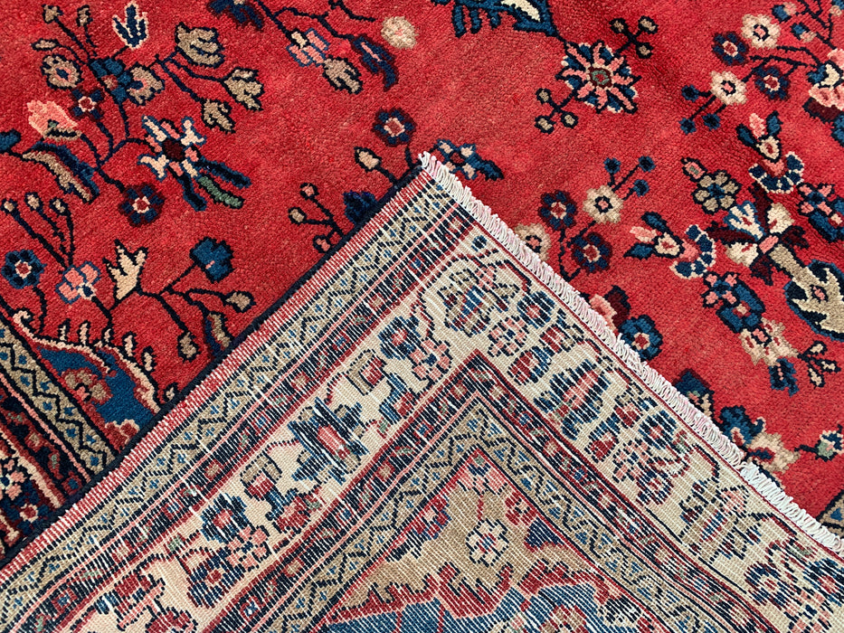 Handmade Persian Wool Area Rug 7x10 - Red Floral Medallion Persian Style Rug - Exact Size 9'3" x 6'10" - KBHM-686