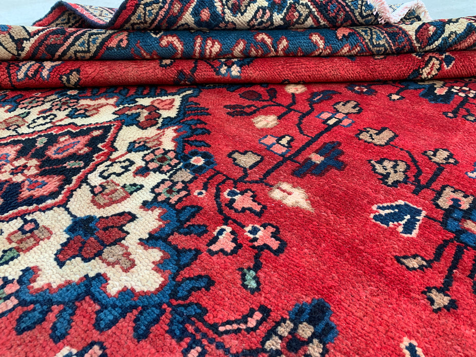Handmade Persian Wool Area Rug 7x10 - Red Floral Medallion Persian Style Rug - Exact Size 9'3" x 6'10" - KBHM-686