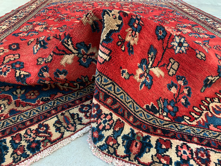 Handmade Persian Wool Area Rug 7x10 - Red Floral Medallion Persian Style Rug - Exact Size 9'3" x 6'10" - KBHM-686