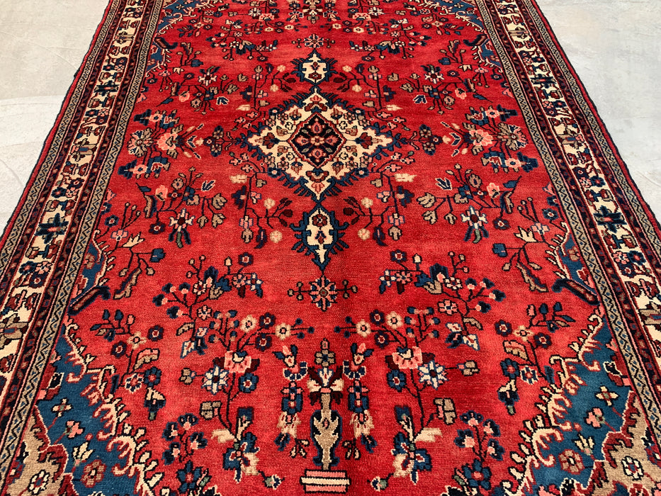 Handmade Persian Wool Area Rug 7x10 - Red Floral Medallion Persian Style Rug - Exact Size 9'3" x 6'10" - KBHM-686