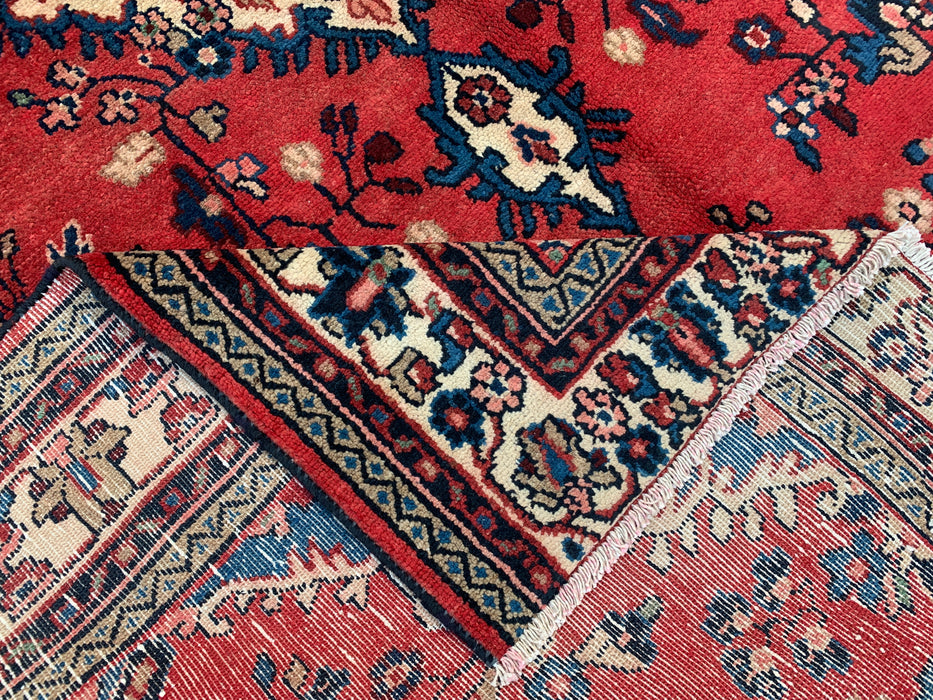 Handmade Persian Wool Area Rug 7x10 - Red Floral Medallion Persian Style Rug - Exact Size 9'3" x 6'10" - KBHM-686