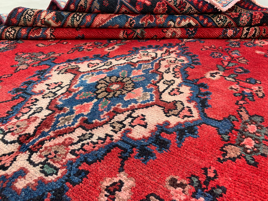Handgemaakt Perzisch wollen vloerkleed 213x305 cm - Rood bloemrijk medaillon Perzische stijl kleed - Exacte maat 292 cm x 211 cm - KBHM-687
