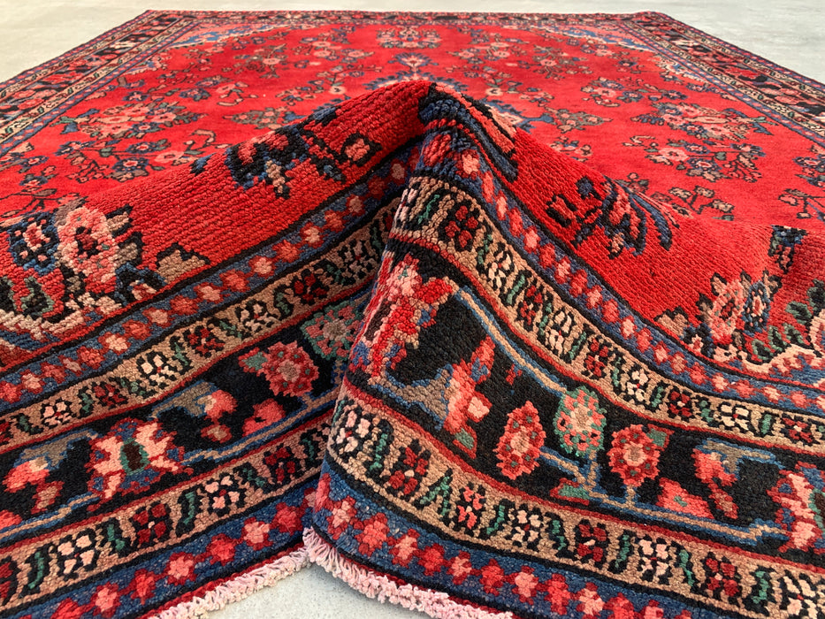 Handgemaakt Perzisch wollen vloerkleed 213x305 cm - Rood bloemrijk medaillon Perzische stijl kleed - Exacte maat 292 cm x 211 cm - KBHM-687