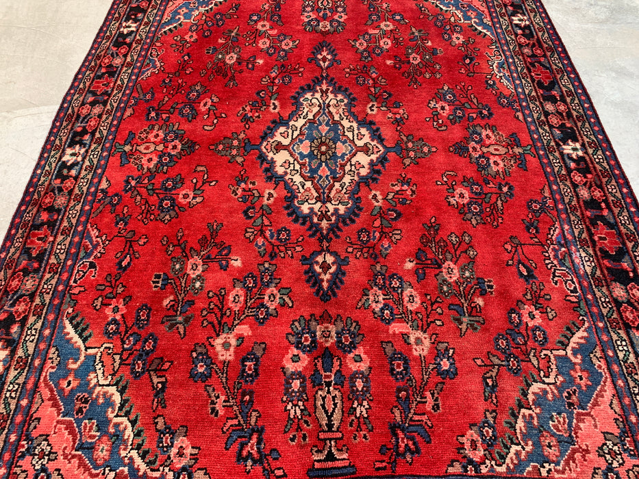Handgemaakt Perzisch wollen vloerkleed 213x305 cm - Rood bloemrijk medaillon Perzische stijl kleed - Exacte maat 292 cm x 211 cm - KBHM-687