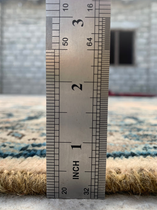 9'11 x 7'3 handgeknoopt Perzisch wollen tapijt - Ivoorblauw bloemenmedaillon vloerkleed - KBHM-689