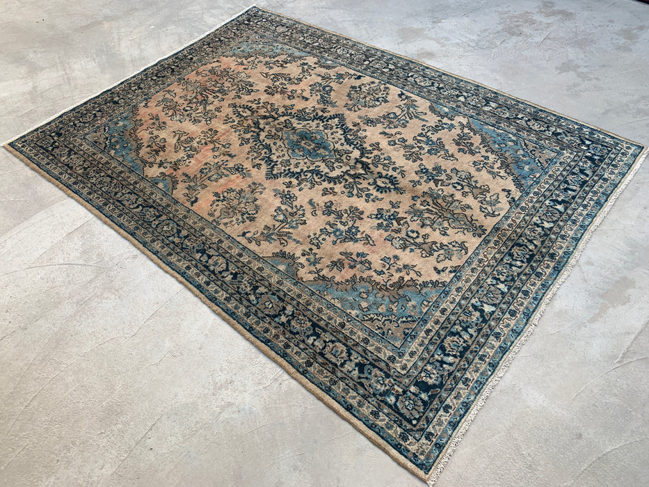 9'11 x 7'3 handgeknoopt Perzisch wollen tapijt - Ivoorblauw bloemenmedaillon vloerkleed - KBHM-689
