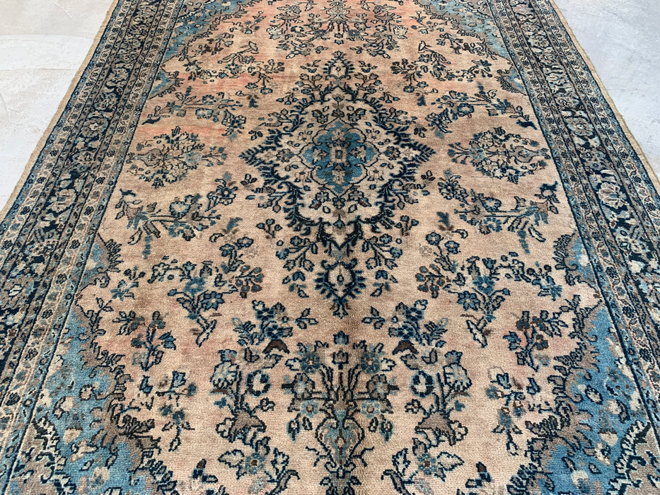 9'11 x 7'3 handgeknoopt Perzisch wollen tapijt - Ivoorblauw bloemenmedaillon vloerkleed - KBHM-689