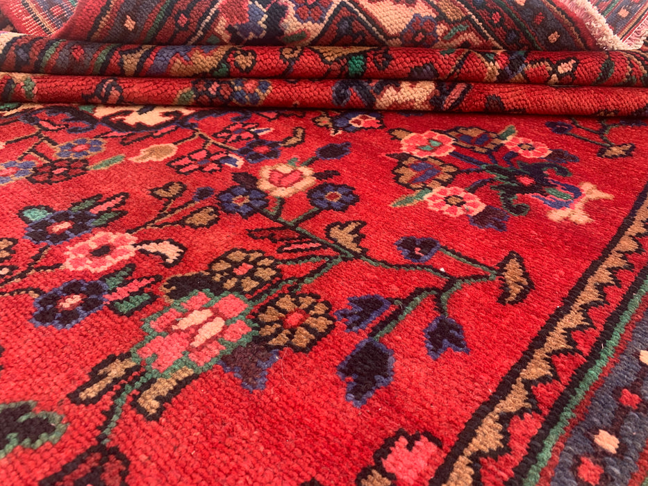 Handmade Persian Wool Area Rug 7x10 - Red Floral Medallion Persian Style Rug - Exact Size 9'3" x 6'7" - KBHM-690
